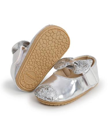 RVROVIC Baby Girl Moccasins Infant Princess Sparkly Premium Lightweight Soft Sole Prewalker Toddler Girls Shoes 6-12 Months 3 Silver