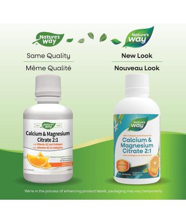 Nature's Way Calcium and Magnesium Citrate 2:1 - Liquid Supplement with Vitamin K2 and Collagen & Calcium and Magnesium Citrate 2:1 - Liquid Supplement with Vitamin D3 Vitamin K2 and Collagen - Buy Online on GoSupps.com