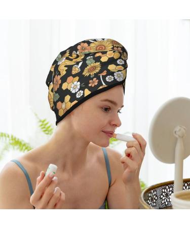 Hair Towel Wrap with Button - Quick Drying Hair Turban & Head Towel (Mushrooms Honeycomb) - Perfect for Fast Hair Drying - Buy Online on GoSupps.com