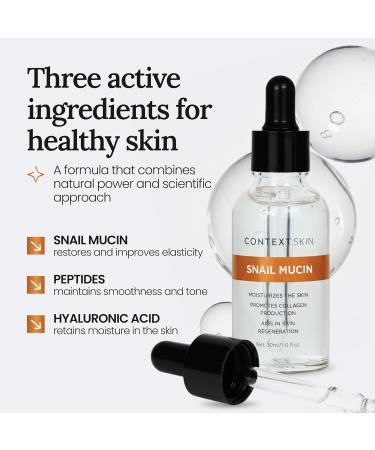 Context Skin Snail Mucin Serum for Face - Lightweight Hydrating Facial Serum with Snail Extract - Fast-Absorbing Formula for Smooth-Feeling Skin and Natural Glow -1 Fl Oz - Buy Online on GoSupps.com