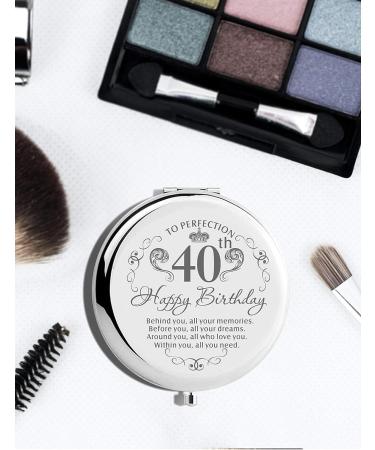 40th Birthday Gifts for Women - Compact Mirror and Makeup Bag Set | Silver Bday Gifts - Buy Online on GoSupps.com