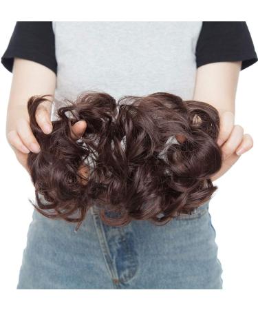 Medium Ash Brown Wavy Curly Messy Hair Bun Scrunchie Updo Hairpiece - Chignons Hair Piece Wig for Effortless Style - Buy Online on GoSupps.com