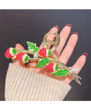 Large Red Strawberry Hair Claw Clips - Metal Hair Jaw Barrette for Thick Hair - Nonslip Hair Accessories for Women and Girls - Buy Online on GoSupps.com
