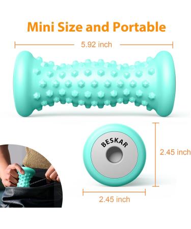 Beskar Foot Massage Roller for Plantar Fasciitis - Portable Rubber Relief for Foot Pain & Trigger Point Therapy - Green - Buy Online on GoSupps.com