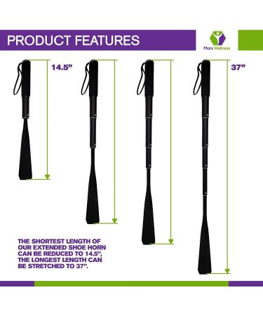 Telescoping Extra Long Shoe Horn 14.5-37 Inches - Collapsible Aluminum Handle, Retractable & Sturdy - Extendable Shoe Horn for Travel - Buy Online on GoSupps.com