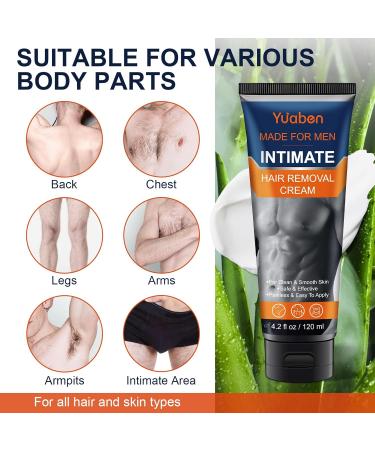 Hair Removal Cream for Men - Painless Depilatory Solution for All Skin Types | 120ml - Buy Online on GoSupps.com