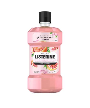 Listerine Zero Alcohol Mouthwash, Oral Rinse Kills up to 99% of Bad Breath Germs, Limited Edition Grapefruit Rose Flavor, 500 mL