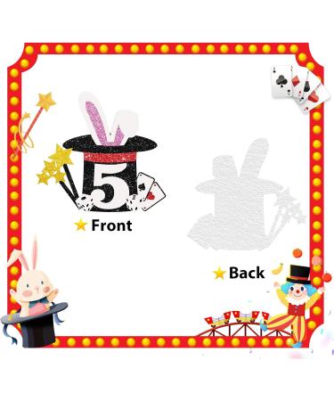 Magic Show 5th Birthday Cake Topper Black Glitter Magician Hat Five Years Old Birthday Cake Topper Magical Rabbit Cake Topper for Boys Magical Themed 5th Anniversary Party Decoration - Buy Online on GoSupps.com
