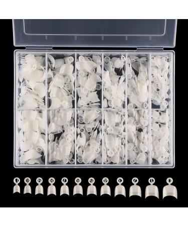 Bodya 600pcs French Nail Tips | Stiletto Acrylic Fake Nails - 12 Sizes for DIY Nail Art | Short Natural Look - Buy Online on GoSupps.com