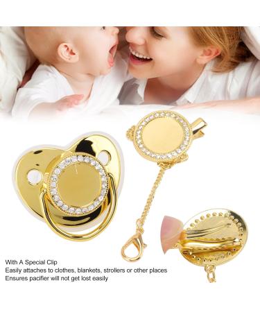 Soft Silicone Baby Pacifier with Chain Clip - Bling Design for Newborns | Gold M - Buy Online on GoSupps.com