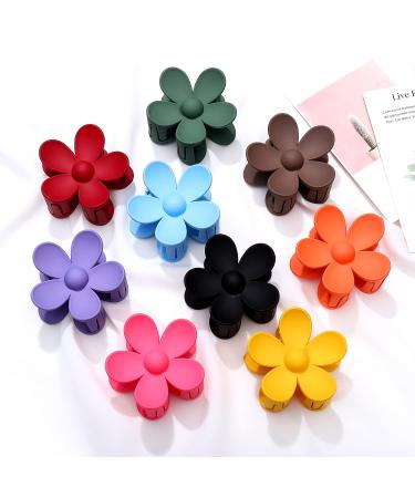 Matte Flower Hair Claw Clip for Women - Large Strong Holder for Thick Hair | Y2K Styling Accessory in Dark Multi-color - Buy Online on GoSupps.com