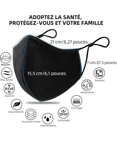 Ansta Washable Cotton Face Masks - 5 Pack Unisex Adjustable Dustproof Masks for Men & Women Reusable & Multifunctional Black - Buy Online on GoSupps.com
