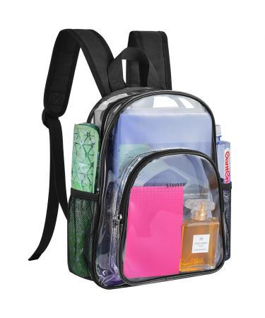 Slumou Small Clear Backpack Stadium Approved 12126, Clear Mini Backpack with Water Bottle Pouch, Transparent Backpack for Concert, Beach, Work, Travel & Sporting(Black) - Buy Online on GoSupps.com