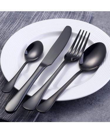 Cutlery Set 24 Piece Stainless Steel Flatware Set for 6 Silverware Knives and Forks Dinner Spoons Teaspoons Fork and Spoon HUAN TAI (Color : Black Size : B3S10) - Buy Online on GoSupps.com