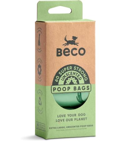 Beco Strong & Large Poop Bags - 60 Bags (4 Rolls of 15) - Unscented - Dispenser Compatible Dog Poo Bags 15 count (Pack of 4) - Buy Online on GoSupps.com