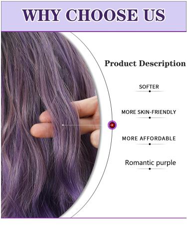 YUSHU Long Purple Ombre Wig 26 Inch - Heat Resistant Synthetic Wavy Colored Wig for Women - Perfect for Daily Wear, Parties, and Cosplay - Buy Online on GoSupps.com