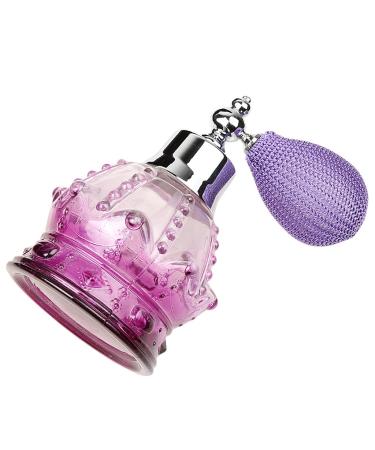 SCOLAND 100ml Vintage Crystal Glass Atomizer Perfume Bottle Perfume Atomizer Refillable Bottle Travel with Short Pump Spray Diffuser Gilrs Birthday Gift (Purple)