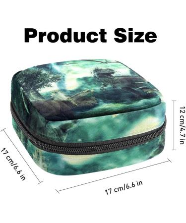 Menstruation Pad Bag with Zipper - Fantasy 3D Dinosaur Landscape Design | Women's Napkin & Tampon Collection Bag - Buy Online on GoSupps.com