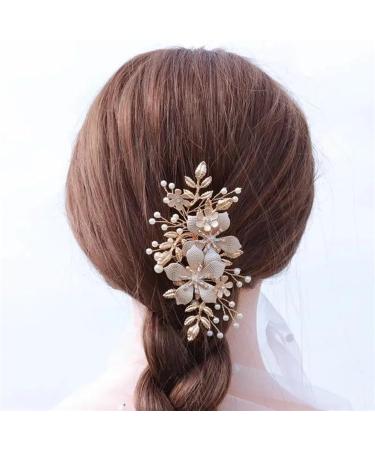 Flower Hair Comb Clips For Women Accessories Prom Gold Color Bridal Wedding Hair Bride Headpiece - Buy Online on GoSupps.com