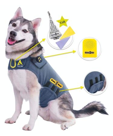 Cozy Vest 3-in-1 Dog Anxiety Vest Music & Aromatherapy Coat Relaxing Sound & Essential Oil Scent Canine Stress Relief Fireworks Thunder Separation Shirt Jacket Thunderstorm (Gray, Large 41-64 Lbs) Large 41-64 Lbs Gray