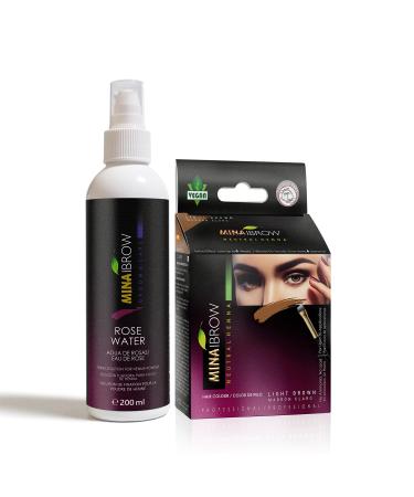 Mina ibrow Henna Hair Color Light Brown Long Lasting Natural Spot coloring and Hair Tinting Powder with Rose water for Henna fixing Water and Smudge Proof Upto 30 Applications Vegan and Cruelty free Light Brown+Rose Water