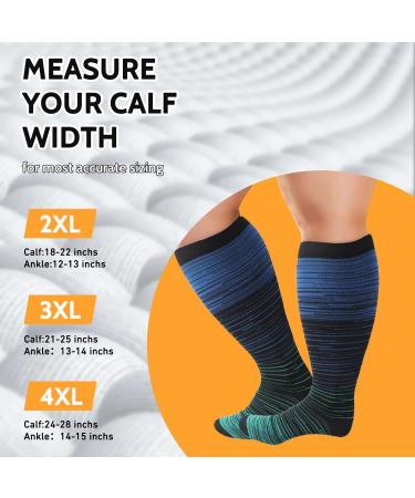 3 Pairs Plus Size Compression Socks 20-30 mmHg for Wide Calf | 2XL 3PCS-Gray Red Navy - Buy Online on GoSupps.com