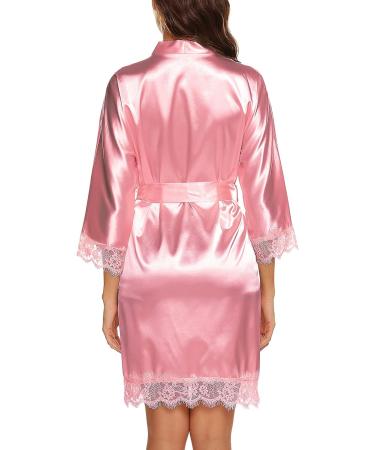 BESDEL Women's Satin Silk V-Neck Kimono Robe - XS Peach - Buy Online on GoSupps.com