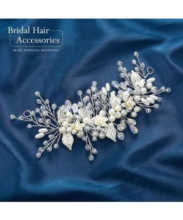 CASDRE Rhinestone Bride Wedding Headpiece Pearl Hair Accessories - Silver Bridal Headband for Women and Girls - Buy Online on GoSupps.com