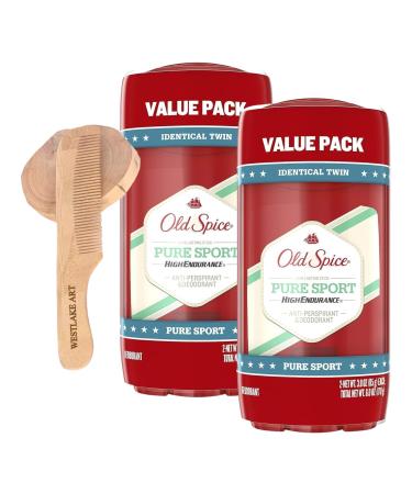 High Endurance Pure Sport Aluminium Free Deodorant For Men | Bundled With Wooden Comb - Anti Perspirant Deodorant Men Long-Lasting Sweat Protection Deodorant & Classic Scent Pack Of 2