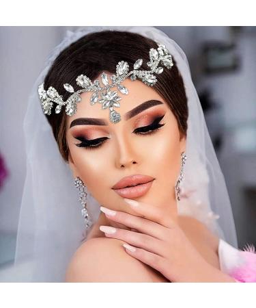 WONRLUA Bridal Rhinestone Forehead Headpiece Wedding Crystal Tiara for Brides - Buy Online on GoSupps.com