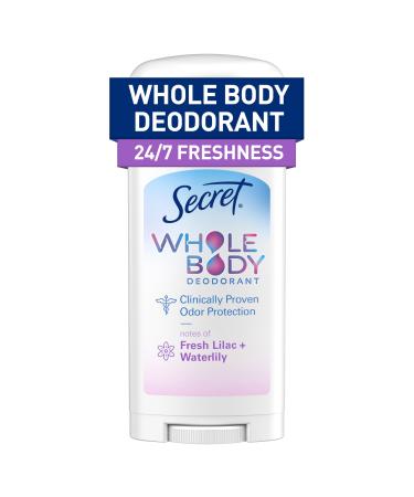 Secret Whole Body Deodorant Stick for Women Lilac & Waterlily Scent Aluminum Free Deodorant Stick 72 HR Odor Protection 2.4 oz Lilac & Waterlily 2.4 Ounce (Pack of 1)