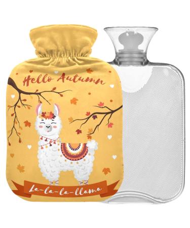 Naanle autumn llama alpaca hot water bottle with reference transparent hot water bottle heat bottle for bed handfoots Warmer pain relief heat and cold therapy small 1l