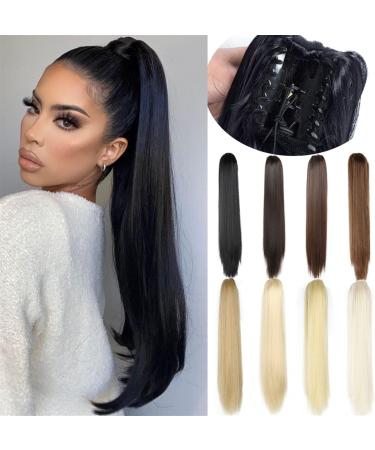Ponytail Extensions 24inch Synthetic Claw Clip On Straight Ponytail Hair Extension Ponytail Extension Hair for Women Pony Tail Hair Hairpiece for Women(Color:60-01) - Buy Online on GoSupps.com
