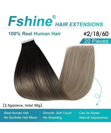 Buy FSHINE 55CM Double-Sided Adhesive Tape Hair Extensions - Darkest Brown to Ash Blonde - Real Human Hair 50g #2/16/60 - Buy Online on GoSupps.com