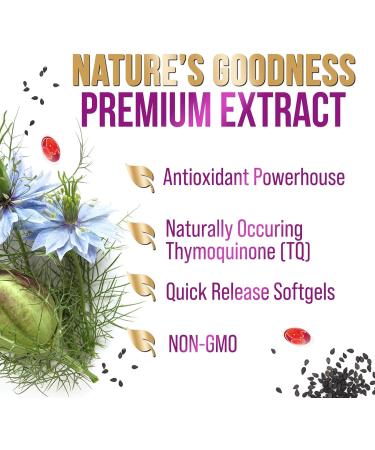 Black Seed Oil 1000mg - Premium Extra Strength Nigella Sativa Blackseed Oil - Black Seed Oil Skin Digestive Health & Immune Support - Non-GMO Antioxidant Gluten Free Supplement - 60 Softgels 60 Count (Pack of 1) - Buy Online on GoSupps.com