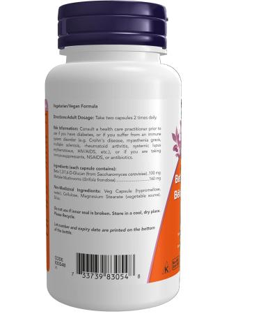 NOW Supplements Beta -1 3/1 6-Glucan 100mg Capsules 90 Count - Buy Online on GoSupps.com