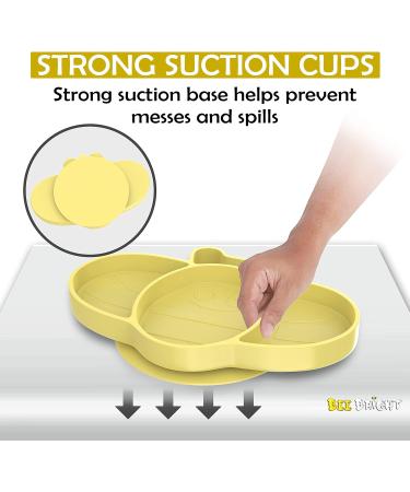 Bee Bright Baby Non-Slip Silicone Suction Plate - Yellow | Toddler Feeding Plate with Suction, Dishwasher Safe - Buy Online on GoSupps.com