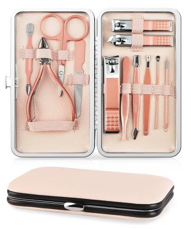 hbblie Manicure Set 12 pcs for Women/Men Stainless Steel Nail Clippers Manicure Tools Pedicure Kit Gifts- Professional Portable Grooming Kit Travel Personal Care