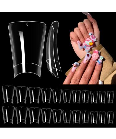 500PCS Duck Nail Tips for Acrylic Nails Professional  Half Cover Clear Nail Tips  Extra Short False Nails Artificial French Tips Fake Nails Extension for Manicure Nail Salon Supplies Techs DIY Home