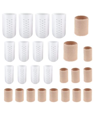 AUXHCYL 26 Pieces Toe Tubes Sleeves Toe Cushion Soft Gel Corn Pad Protectors Toe Caps Relief The Pain Toe Separator Silicone Toe Protectors Women for Toes and Fingers