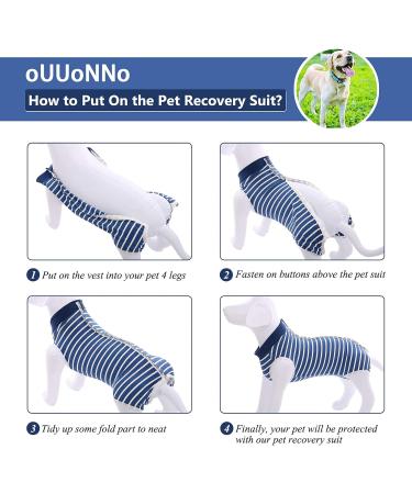 Ouuonno Healing Suits for Dogs - Surgical Relaxation for Abdominal Wounds | Cone Alternative (XXXL Stripes Blue) - Buy Online on GoSupps.com