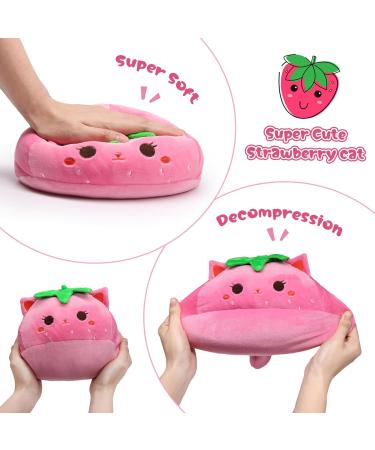Cute Strawberry Cat Plush Pillow 20cm - Soft Stuffed Animal Toy for Kids - Kawaii Decor for Girls and Boys - Buy Online on GoSupps.com