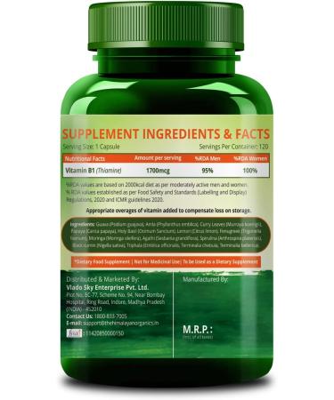 Generic Plant-Based Vitamin B1 | Rich in Antioxidants | Supports Memory and Energy (120 Capsule) - Buy Online on GoSupps.com