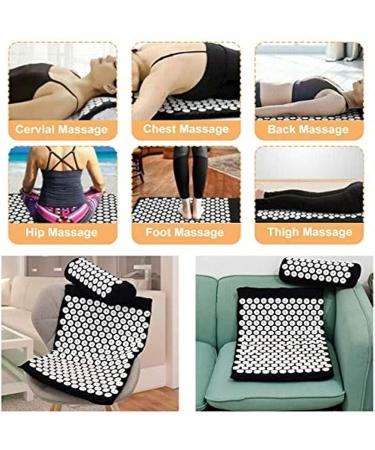 Acupuncture Mat Cushion Set with Carry Bag - Yoga Acupress Mat for Neck Pain Relief Muscle Tension & Relaxation - Black - Buy Online on GoSupps.com