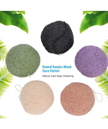 Natudeco 5 Colors Konjac Sponge Set Facial Sponge Set Round Konjac Wash Face Flutter Natural Facial Care Cleansing Gently Facial Puff - Buy Online on GoSupps.com