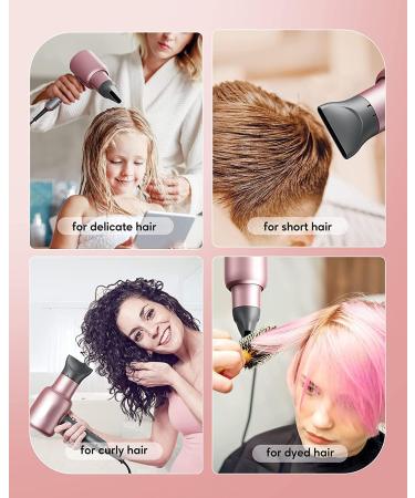 Hair Dryer 1875 Watt Ionic Hair Dryer Hair Dryer with Diffuser and Concentrator for Home Travel and Salon (Rose Pink) Black rose - Buy Online on GoSupps.com