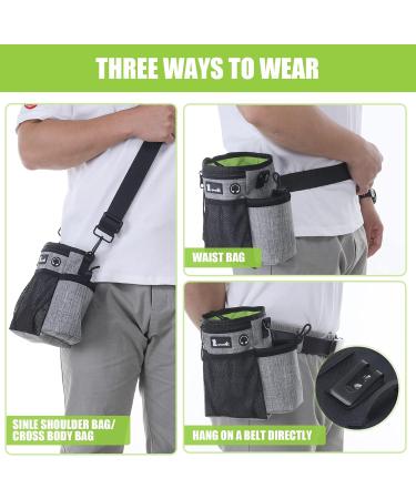 Pecute 4-in-1 Waterproof Dog Training Treat Bag | Robust Walking Bag with Feces Dispenser & Water Bowl - Gray & Green - Buy Online on GoSupps.com