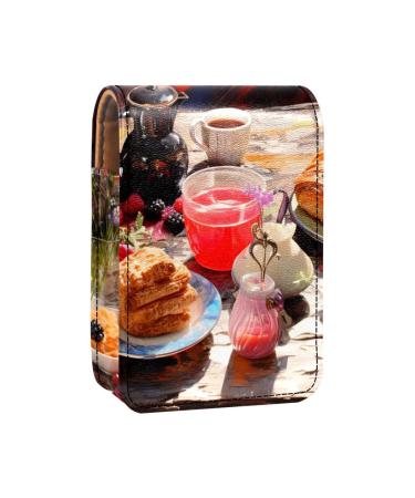 Travel Lipstick Organizer Case Lipstick Case Portable Makeup Bag With Mirror Breakfast Food H078i2pyzg