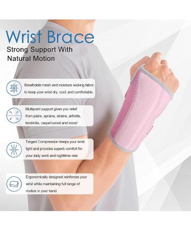 Night Wrist Sleep Support Splint for Carpal Tunnel Pain Relief - Pink S/M Right Hand - Buy Online on GoSupps.com
