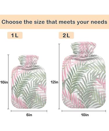NAANLE Pink Palm Leaf Hot Water Bottle - 1L Heat Bottle for Menstrual Cramps & Pain Relief | Ideal for Hand & Foot Heat Therapy - Buy Online on GoSupps.com